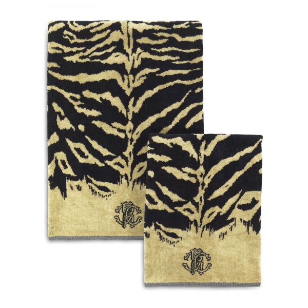 Roberto Cavalli Painted Tiger Towel and Guest Set in Terry