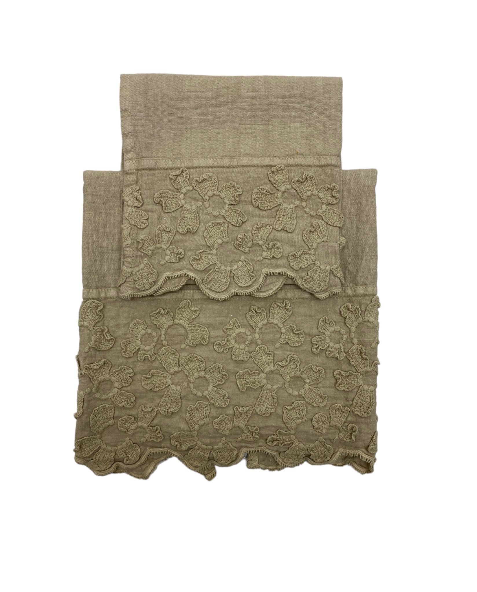 LA FABBRICA DEL LINO - Face and guest towels with Primula embroidery