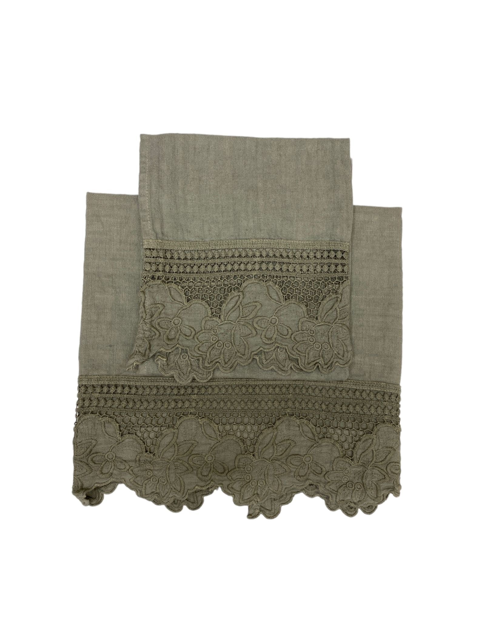 LA FABBRICA DEL LINO - Face and guest towels with Gardenia embroidery