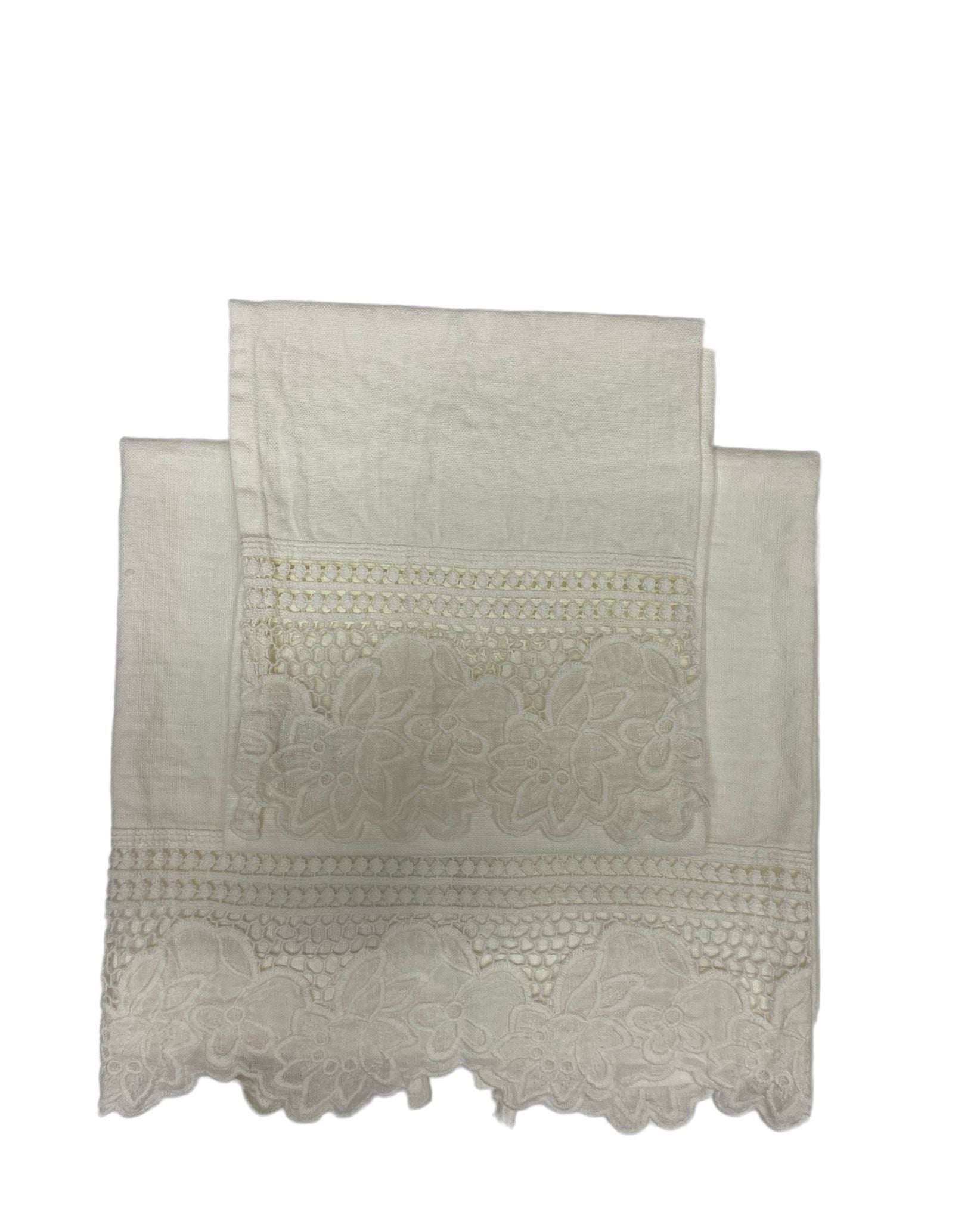 LA FABBRICA DEL LINO - Face and guest towels with Gardenia embroidery