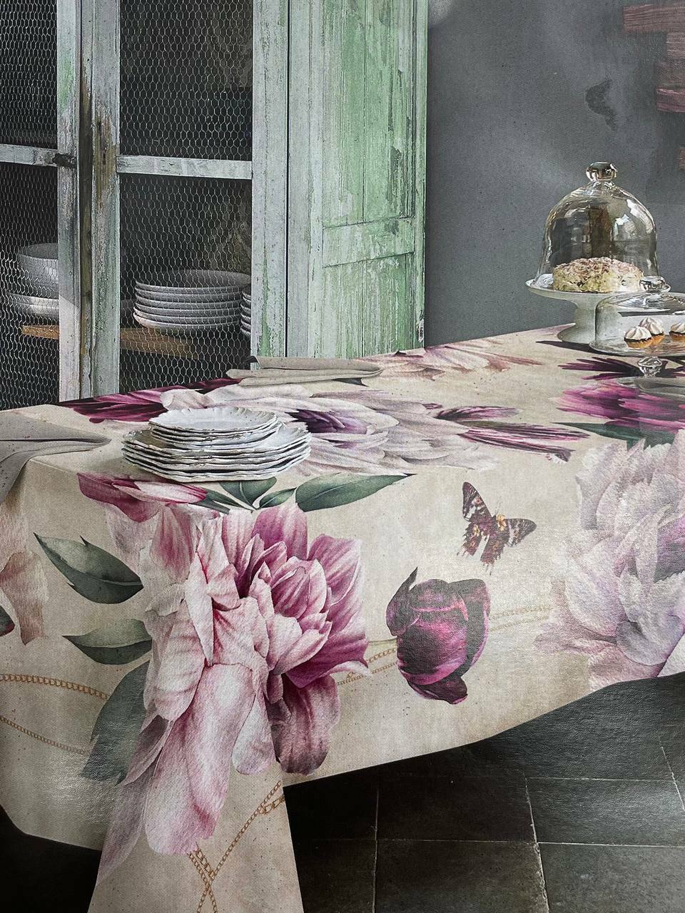 TESSITURA RANDI digital print tablecloth 100% LIQUORICE cotton