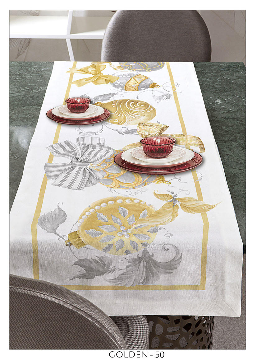 Golden Christmas table cloth